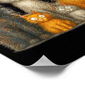 Retro Cat Art Crazy Funny Kitten Gift Men Women Bo ポスター (角)