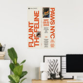 Retro Cat Art Exhibition Poster NYC Feline Show ポスター (ホームオフィス)