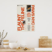 Retro Cat Art Exhibition Poster NYC Feline Show ポスター (キッチン)