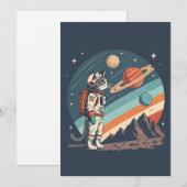 Retro Cat Astronaut Cosmic Space Illustration シーズンカード (正面/裏面)