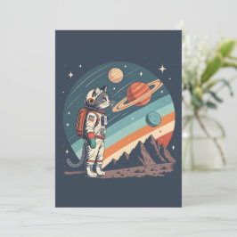 Retro Cat Astronaut Cosmic Space Illustration シーズンカード