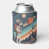 Retro Cat Astronaut Cosmic Space Illustration 缶クーラー (缶裏面)