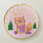 Retro Cat Ceramic Christmas  ラウンドクッション (裏面)