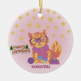 Retro Cat Ceramic Christmas Ornament セラミックオーナメント
