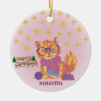 Retro Cat Ceramic Christmas Ornament セラミックオーナメント