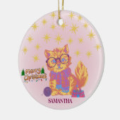 Retro Cat Ceramic Christmas Ornament セラミックオーナメント (左)