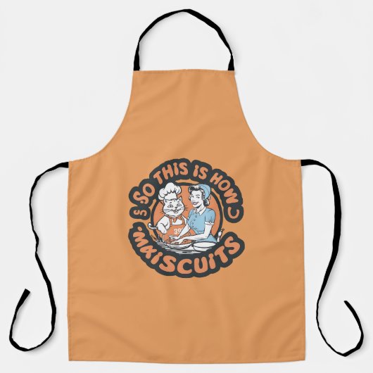 Retro Cat Chef Maiscuits Baking Art エプロン (正面)