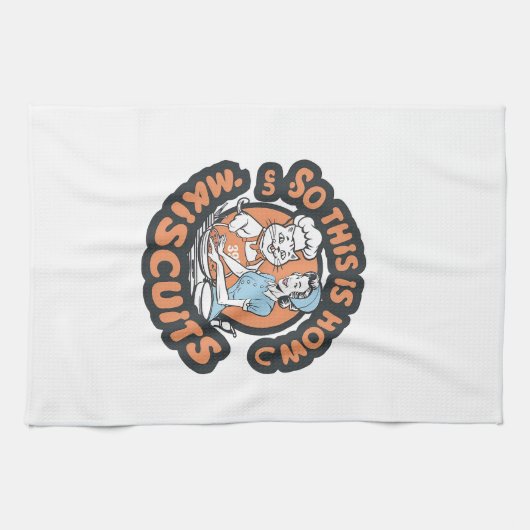 Retro Cat Chef Maiscuits Baking Art キッチンタオル (横)