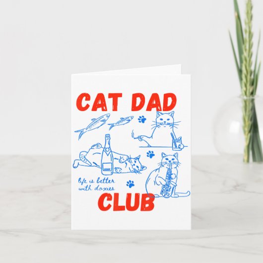 Retro Cat Dad Club Life Is Better With Cats Funny  カード (正面)