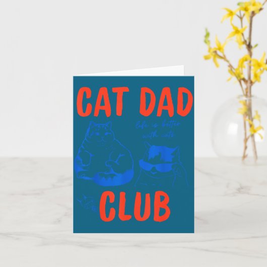 Retro Cat Dad Club Life Is Better With Cats Funny  カード (黄色い花)