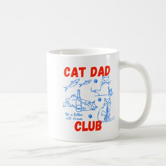 Retro Cat Dad Club Life Is Better With Cats Funny  コーヒーマグカップ (右)