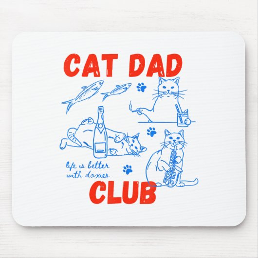 Retro Cat Dad Club Life Is Better With Cats Funny  マウスパッド (正面)
