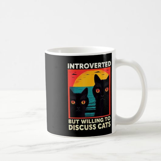 Retro Cat Funny Introverted But Willing To Discuss コーヒーマグカップ (右)