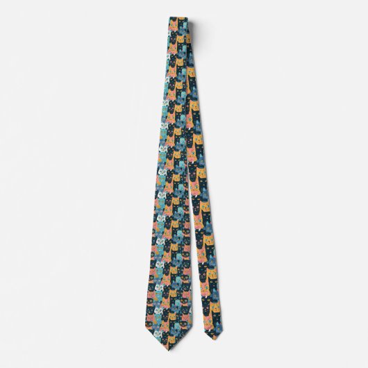Retro Cat Graphic Custom Necktie ネクタイ (正面)