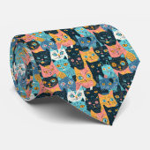 Retro Cat Graphic Custom Necktie ネクタイ (ロール)