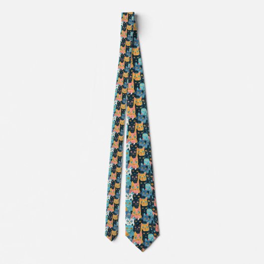 Retro Cat Graphic Custom Necktie ネクタイ (裏面)