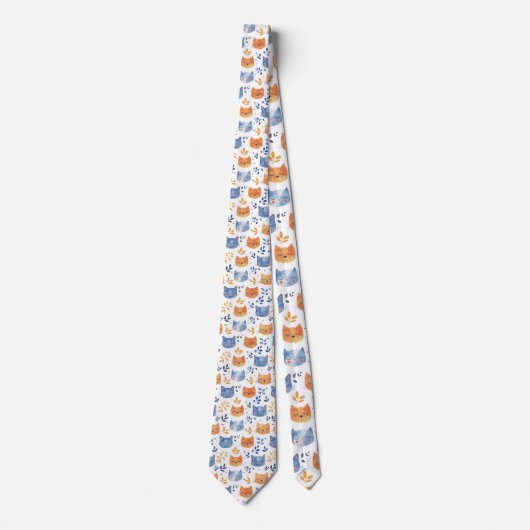 Retro Cat Graphic Custom Necktie ネクタイ (正面)