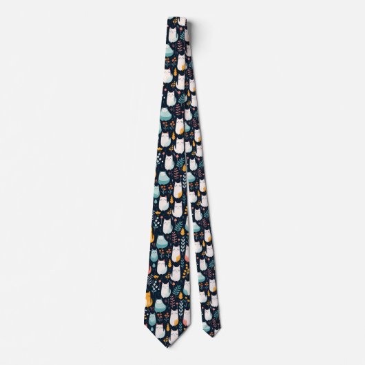 Retro Cat Graphic Custom Necktie ネクタイ (正面)