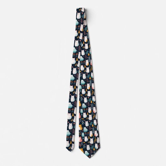 Retro Cat Graphic Custom Necktie ネクタイ (裏面)