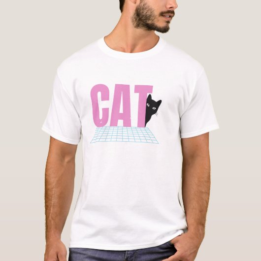 Retro Cat Grid — CAT Graphic Tee Design Tシャツ (正面)