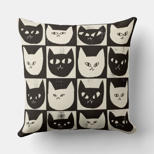 Retro Cat Grid Pattern クッション (裏面)