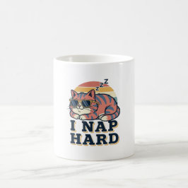 Retro Cat I Nap Hard White Coffee Mug コーヒーマグカップ