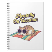 Retro Cat Mental Vacation Lined Notebook ノートブック (正面)