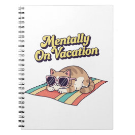 Retro Cat Mental Vacation Lined Notebook ノートブック