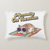 Retro Cat Mentally On Vacation Rectangular Pillow アクセントクッション (正面)