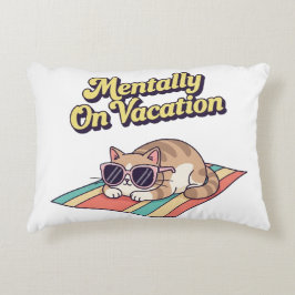 Retro Cat Mentally On Vacation Rectangular Pillow アクセントクッション