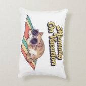 Retro Cat Mentally On Vacation Rectangular Pillow アクセントクッション (裏面(縦))
