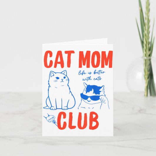 Retro Cat Mom Club Funny Cat Meme Mama Grandma Mot カード (正面)