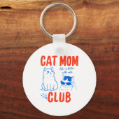 Retro Cat Mom Club Funny Cat Meme Mama Grandma Mot キーホルダー (正面)
