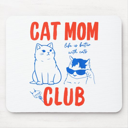 Retro Cat Mom Club Funny Cat Meme Mama Grandma Mot マウスパッド (正面)