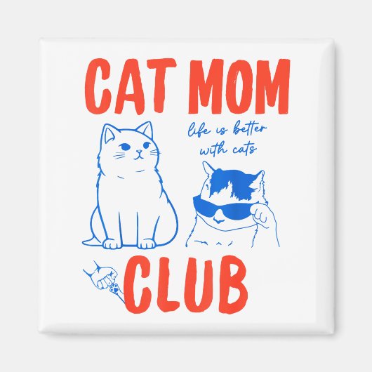 Retro Cat Mom Club Funny Cat Meme Mama Grandma Mot マグネット (正面)