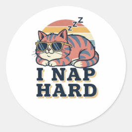 Retro Cat Nap Hard Vinyl Sticker ラウンドシール