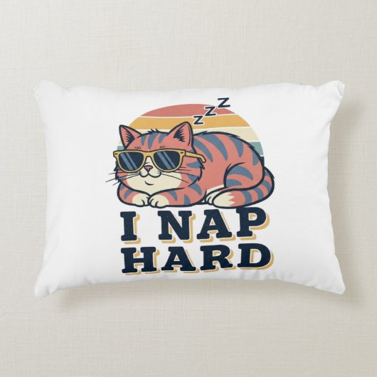 Retro Cat Nap Humor Rectangular Pillow アクセントクッション (正面)