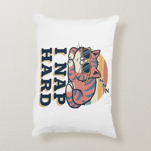 Retro Cat Nap Humor Rectangular Pillow アクセントクッション (裏面(縦))
