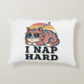 Retro Cat Nap Humor Rectangular Pillow アクセントクッション (裏面)