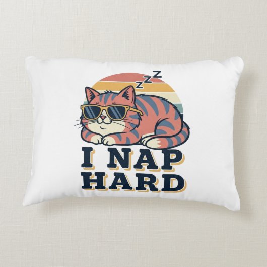Retro Cat Nap Humor Rectangular Pillow アクセントクッション (裏面)