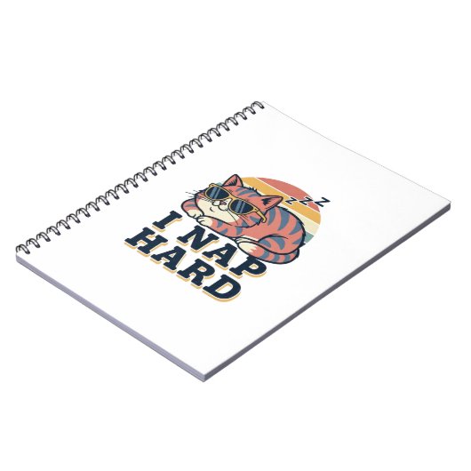 Retro Cat Nap Quote Lined Notebook ノートブック (左側)