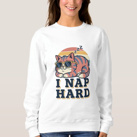 Retro Cat Nap Quote Women’s Sweatshirt スウェットシャツ (正面)