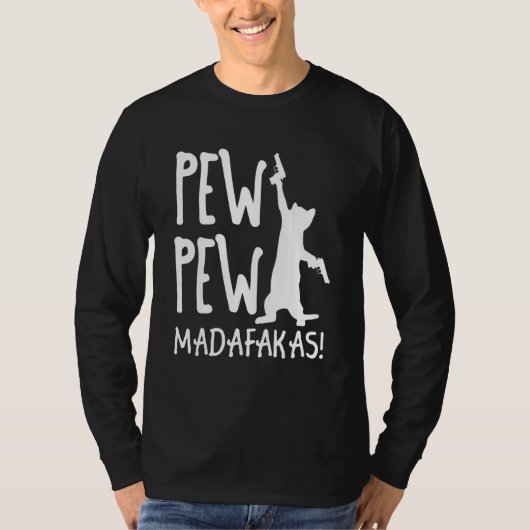 Retro Cat Pew Pew Madafakas   Crazy Kitten Cats   Tシャツ (正面)