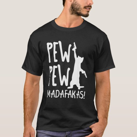 Retro Cat Pew Pew Madafakas   Crazy Kitten Cats   Tシャツ (正面)