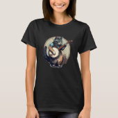 Retro Cat Playing Banjo Cute Kitten Banjo Player C Tシャツ (正面)