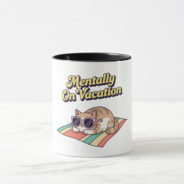 Retro Cat Vacation Brain Color Inside Mug マグカップ