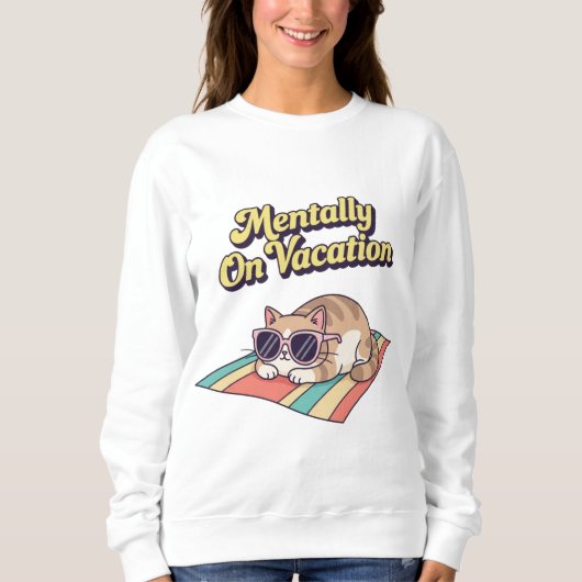 Retro Cat Vacation Brain Women’s Sweatshirt スウェットシャツ (正面)