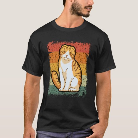 Retro Cat  Vintage Scottish Fold Cat Tシャツ (正面)