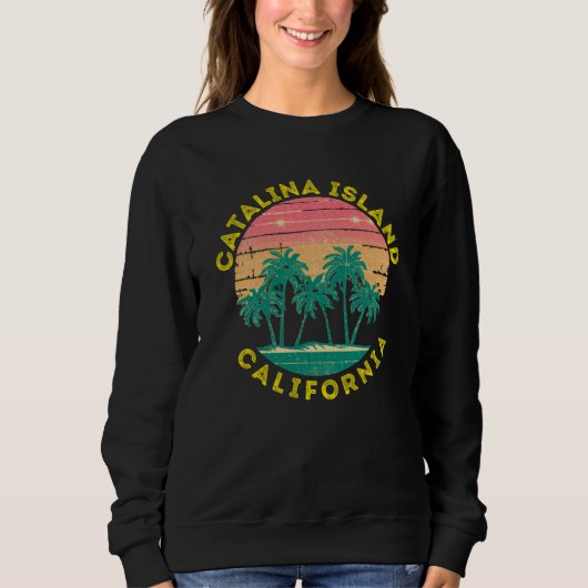 Retro Catalina Island Vacation Souvenir Palm Tree スウェットシャツ (正面)