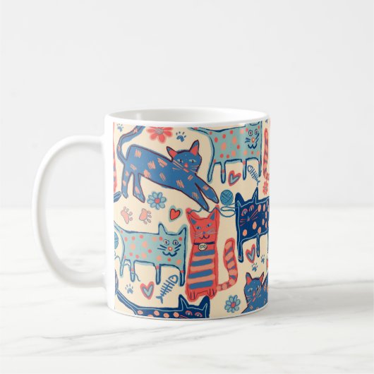 Retro Cats  コーヒーマグカップ (左)